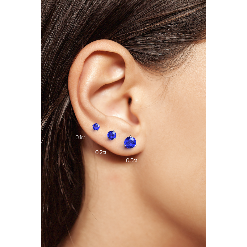 Sapphire Earrings 0.50 CTW Studs  RUBOVER 18K Rose Gold - SCREW